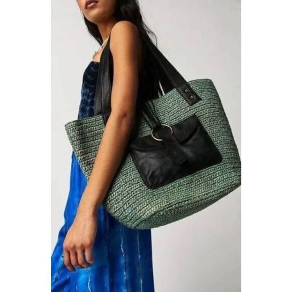 New Free People En Riva Raffia Tote 18Lx 13Hx8W - Picture 1 of 9
